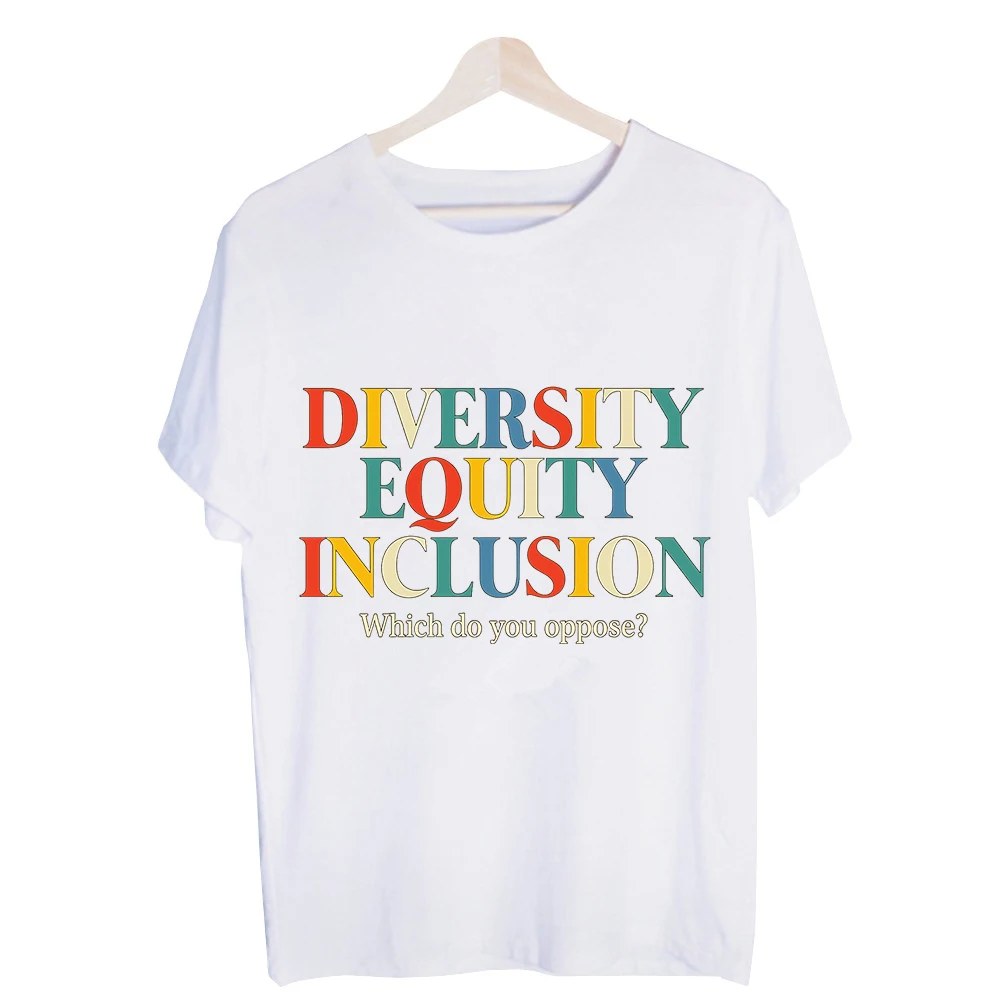 Men's Diversity Equity Inclusion Typography Print Graphic Tee, Short Sleeve Crew Neck T-Shirt for Casual Daily Wear