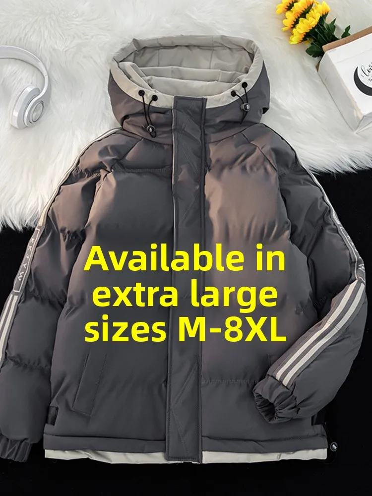 

Men's Thiened Winter Cotton Jaet Warmth Outerwear Coat Large Size Casual Faion Polyester Fiber Fill Hooded Zipper Closure