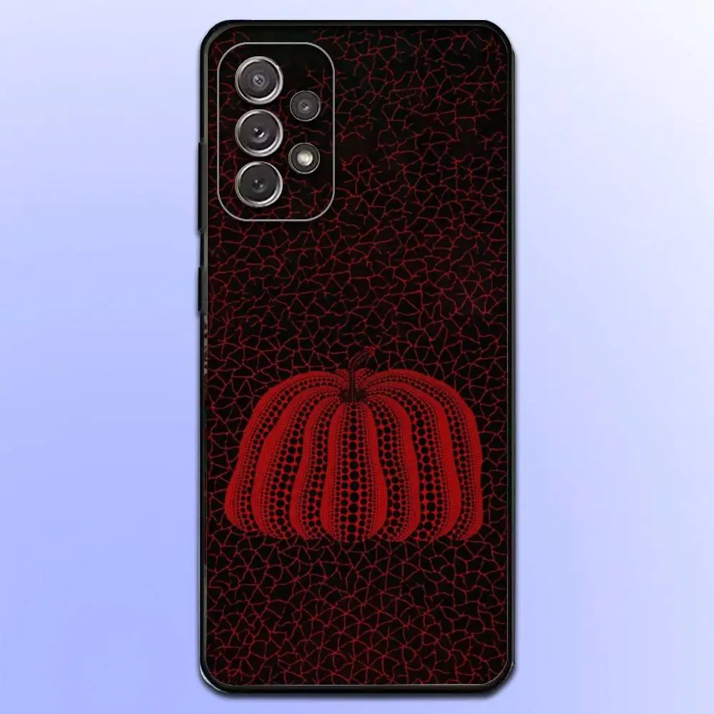 حافظة هاتف على شكل يقطين Y-Yayoi K-Kusama لهاتف سامسونج S25، S24، S21، S22، S23، S30، Ultra، S20، Plus، Fe، Lite، Note، 10,9,5G غطاء أسود