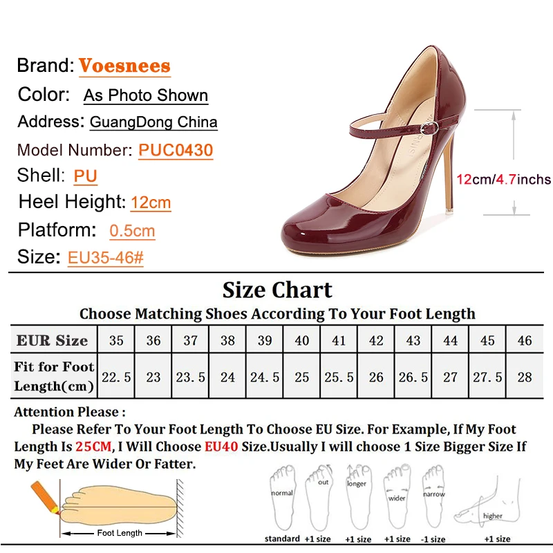 12CM Buckle Women Pumps Big Size PU Leather Office Black Shoes Round Toe Stiletto Heels Spring Autumn Party Dress Shoes For Lady