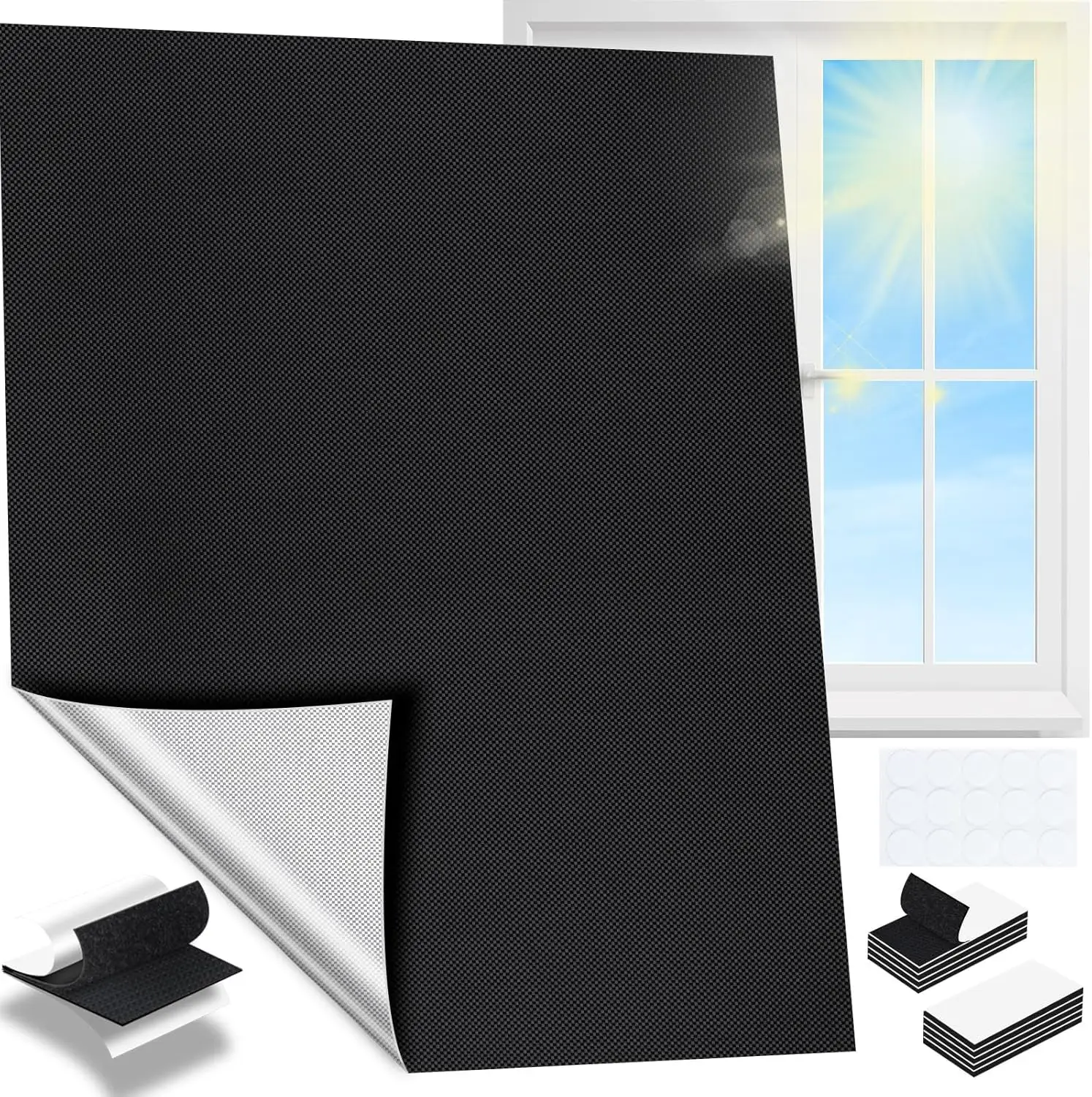 Blackout Blinds Without Drilling, Blackout Curtain for Roof Windows, 100% Blackout Fabric, Cuttable Fabric, Sun Protection