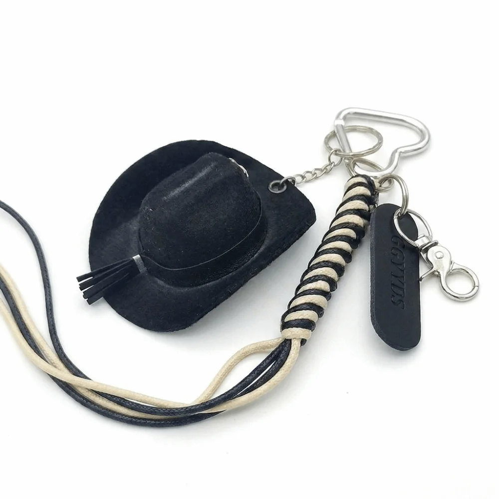 Creative Vintage Mini Cowboy Hat Keychain Rope Hat Style Five-Pointed Star Bag Charm Braided Chic Key Holder Gift
