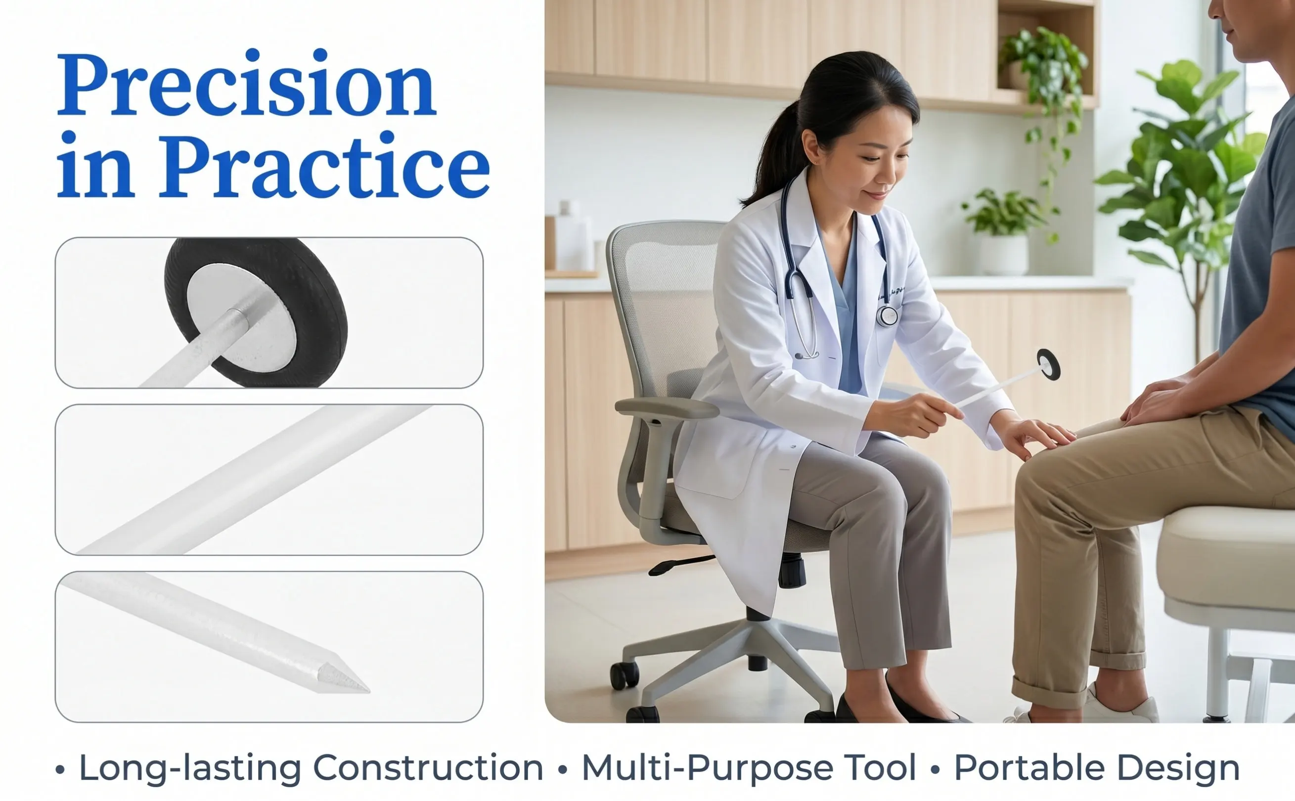 Portable Plastic Round Reflex Hammer Multi-Purpose Neurological Test Diagnostic Hammer Clinic Tool Testing Hammers