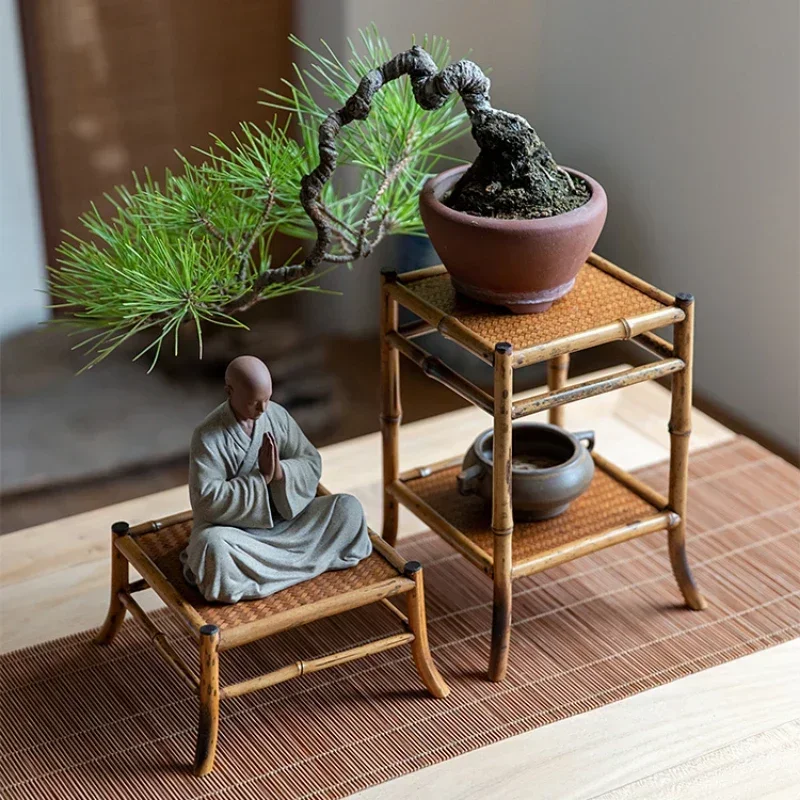 

Chinese Style Antique Rack Creative Duobao Pavilion Tea Set Storage Shelf Bamboo Desktop Decoration Utility Adornment Hot Sale