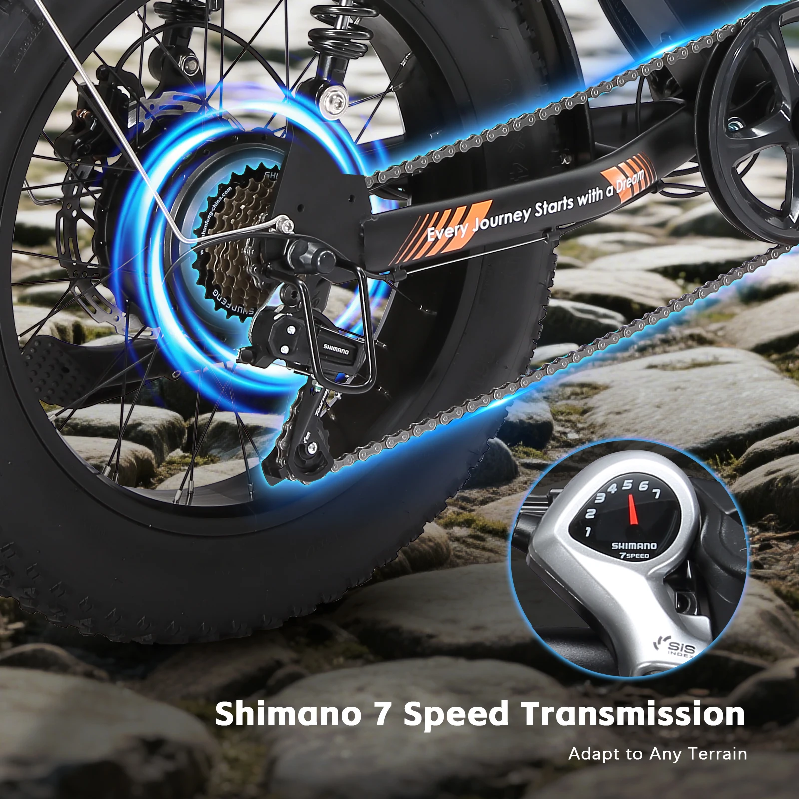 Fat Tire Elektrofahrrad 48V 1000W 19,2Ah Langstrecken-E-Bike für Herren 45KM/H 20 Zoll Moped-Style Mountain E-Bike – Detail 8