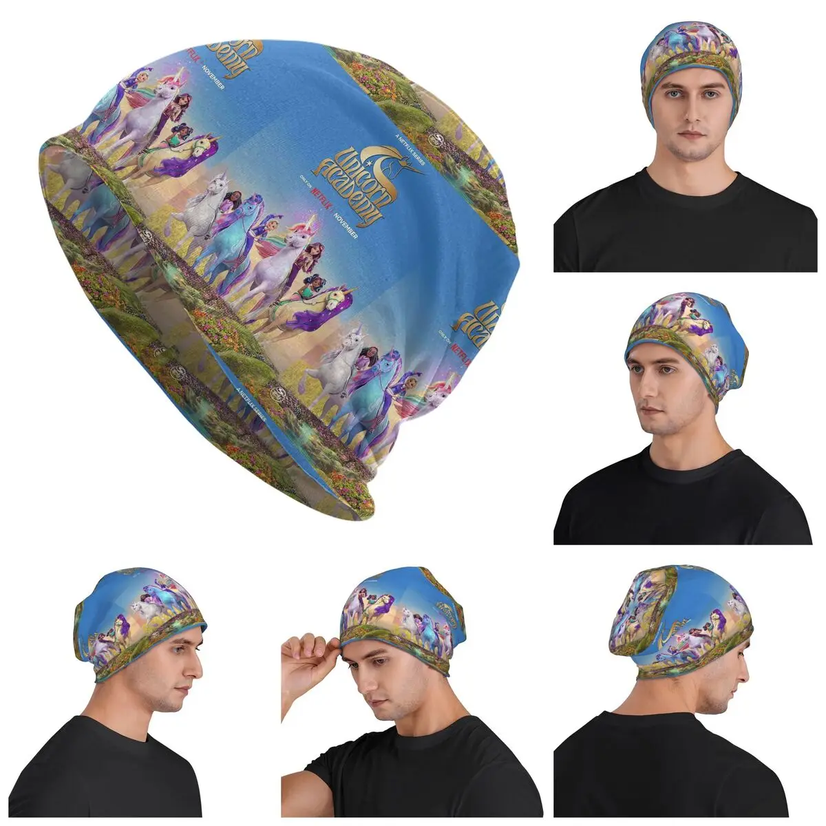 Unicorn Academy Skullies Beanies Hats Warm Autumn Winter Outdoor Cap Knitted Bonnet Caps for Unisex Adult