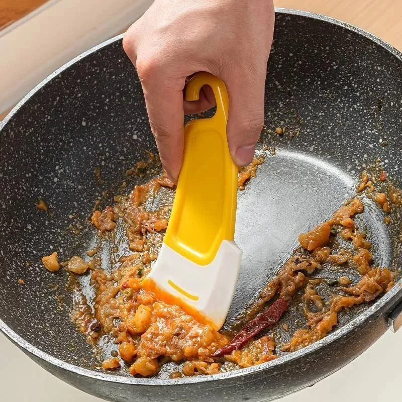 2/3/5pcs Cleaning Spatula Kitchen Scraper Soft Blade Scraper Brush Dirty Pan Pot Dishes Cleaner  Kitchen Gadget