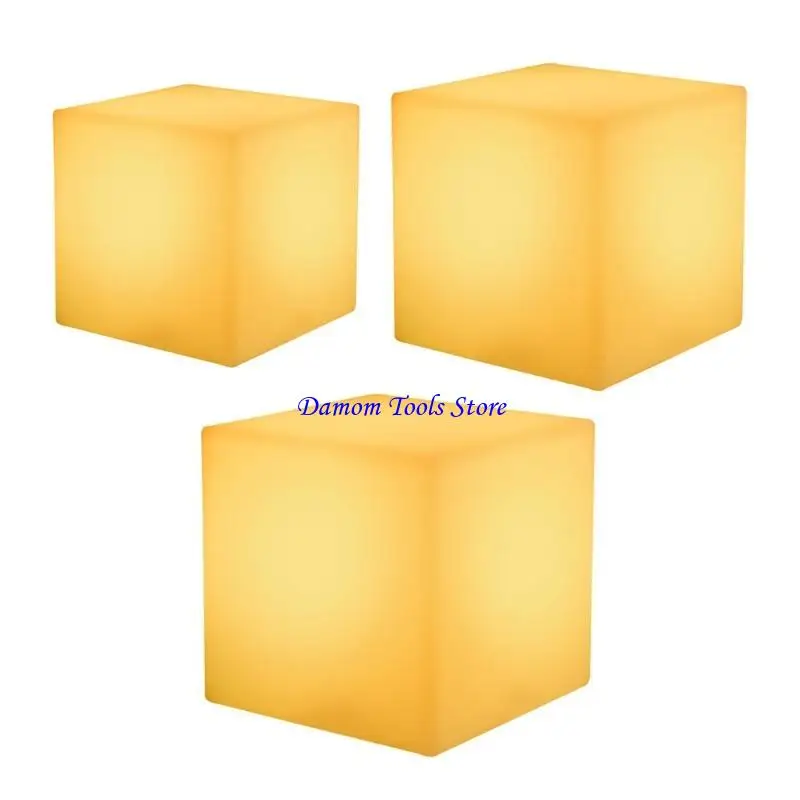 57BE Glowing Cube Square Stool LED Light Cube for Seat Chair Waterproof Rechargeable Lighting Sitting Stool Multipurpose for Bar