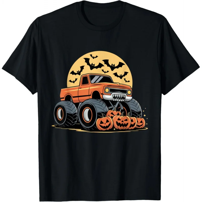 Halloween Shirts for Kids Boys Monster Truck Pumpkins T-Shirt