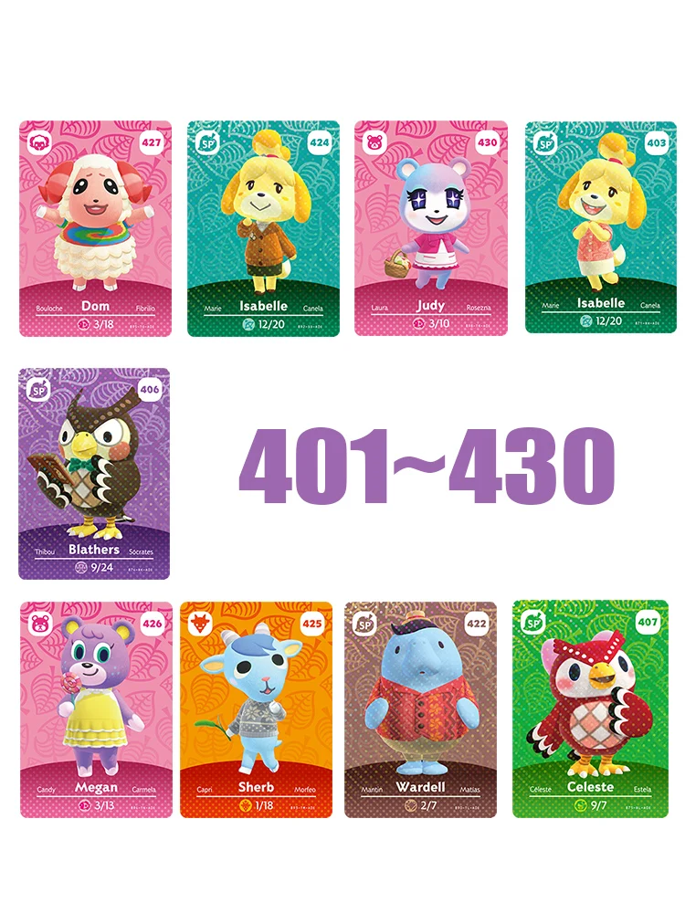

37Pcs Villager Card 401-437 Compatible Switch NS WIIU Animals Crossing Amxxbo Game Cards Tag NFC Animals Set Raymond Sasha Shino