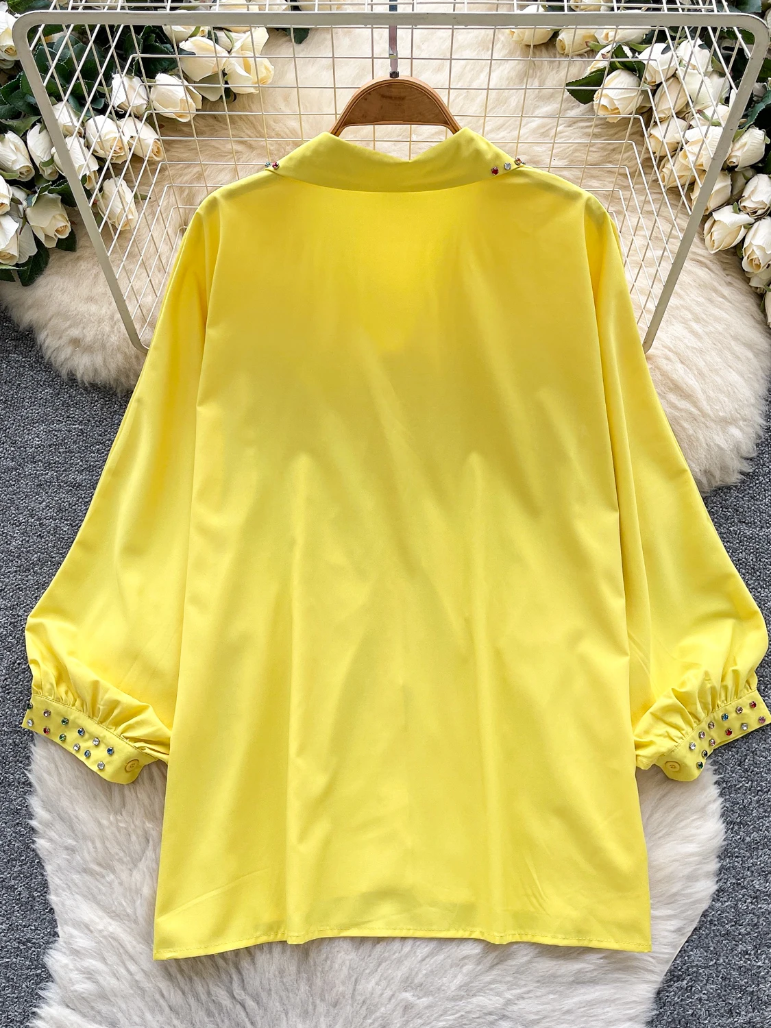 

Ele Lantern Sve irt Женский тяжелый эмблещенный свободный дизайн с блестящими бриллиантами Женский топ в Корейском стиле Sle Commute Faion