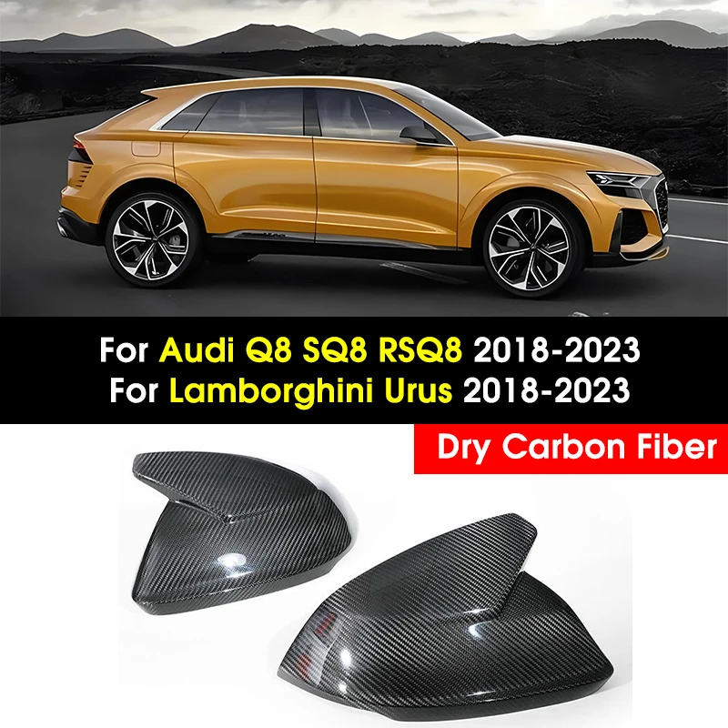 Real Dry Carbon Fiber Car Side Mirror Cover For Lamborghini Urus 2018-2023 RearView Mirror Cover For Audi Q8 SQ8 RSQ8 2018-2023