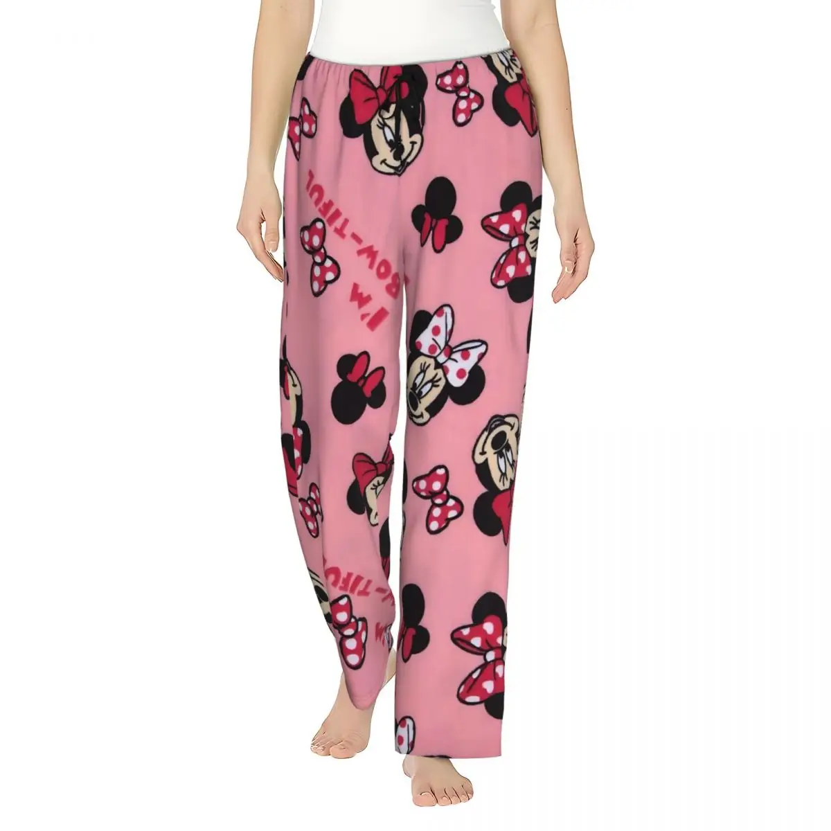 

Custom Minnie Mickey Mouse Cartoon Animation Pajama Pants Sleepwear Women's Elastic Waistband Sleep Lounge Bottoms with Pockets