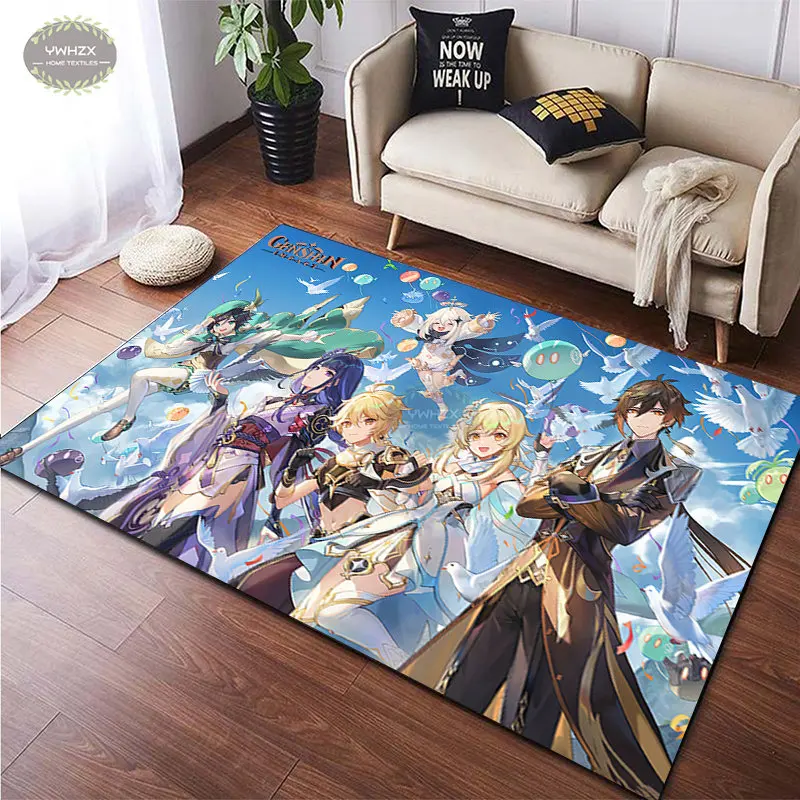 Genshin Impact HD Printing Custom Carpet Home Decoration Mat Living Room Decoration Soft Flannel Floor Rugs For Bedroom Yoga Mat