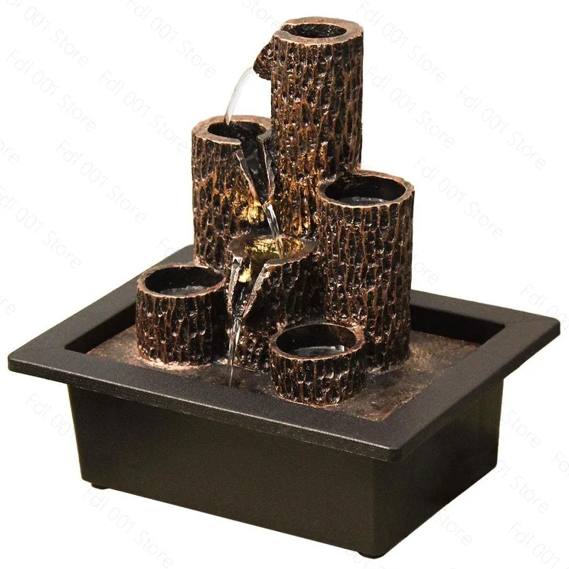 Tabletop Water Fountain Flowing Resin Ornament Desk Decor for Office Home