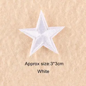 10pcs衣類のためのパッチ上の小さなミニスター刺繍鉄diy衣服五gram星ブラックホワイトゴールドステッカーストライプ 6つのベストセールスガールズパッチ-2