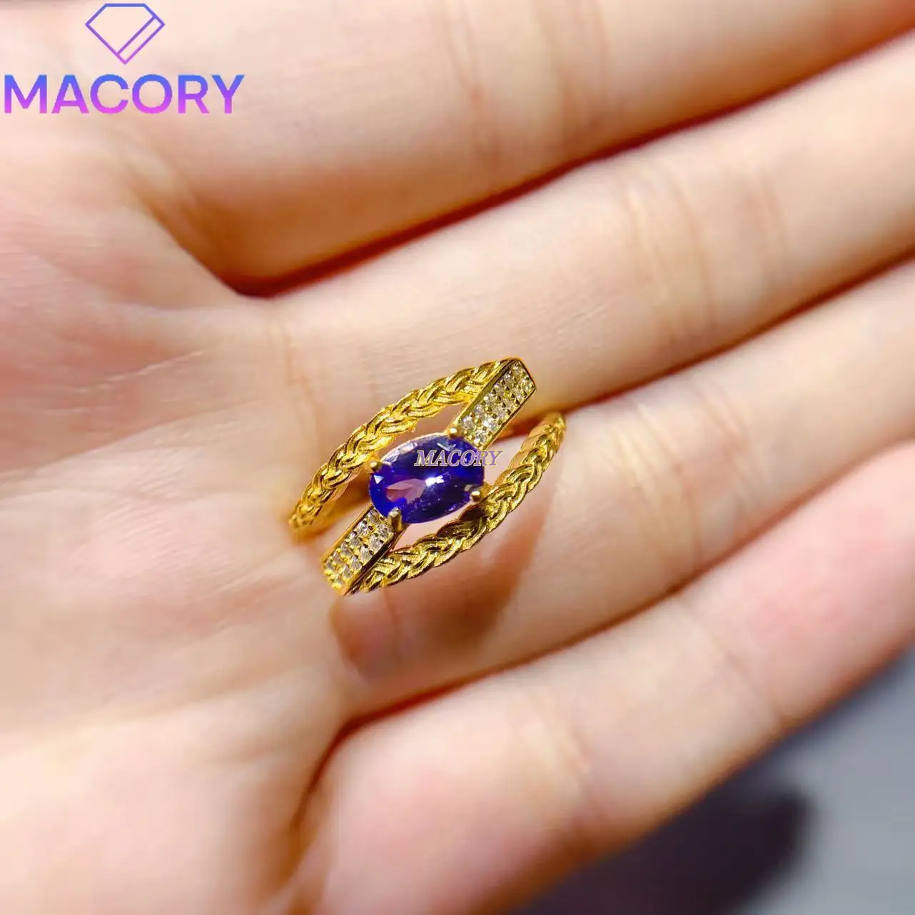 Natural Tanzanite Ring for Women, 925 Sterling Silver, Simple and Classic Style, Enhances Elegance,High Quality with Certificate
