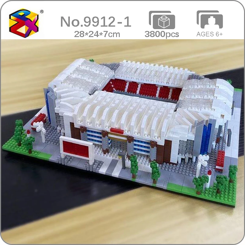 PZX 9912-1 World Architecture Football Old Trafford Stadium Soccer Field Sport 3D Mini Diamond Blocks Bricks Building Toy No Box