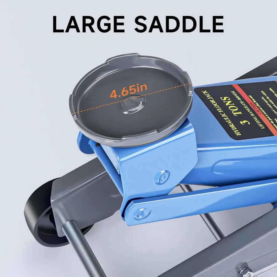 LARBANKE Gato de piso de 3 toneladas fabricado en acero al carbono duradero con ruedas para un levantamiento seguro Gato de piso de elevación rápida con una gama de 5,31 t