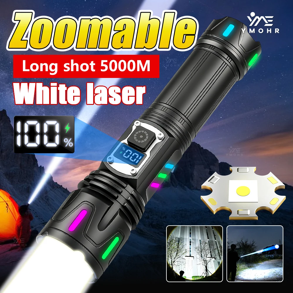 

Zoomable LED Work Light USB Rechargeable Portable Flashlight Ultra-Bright High-Power Handheld Light Outdoor Camping Car Lantern