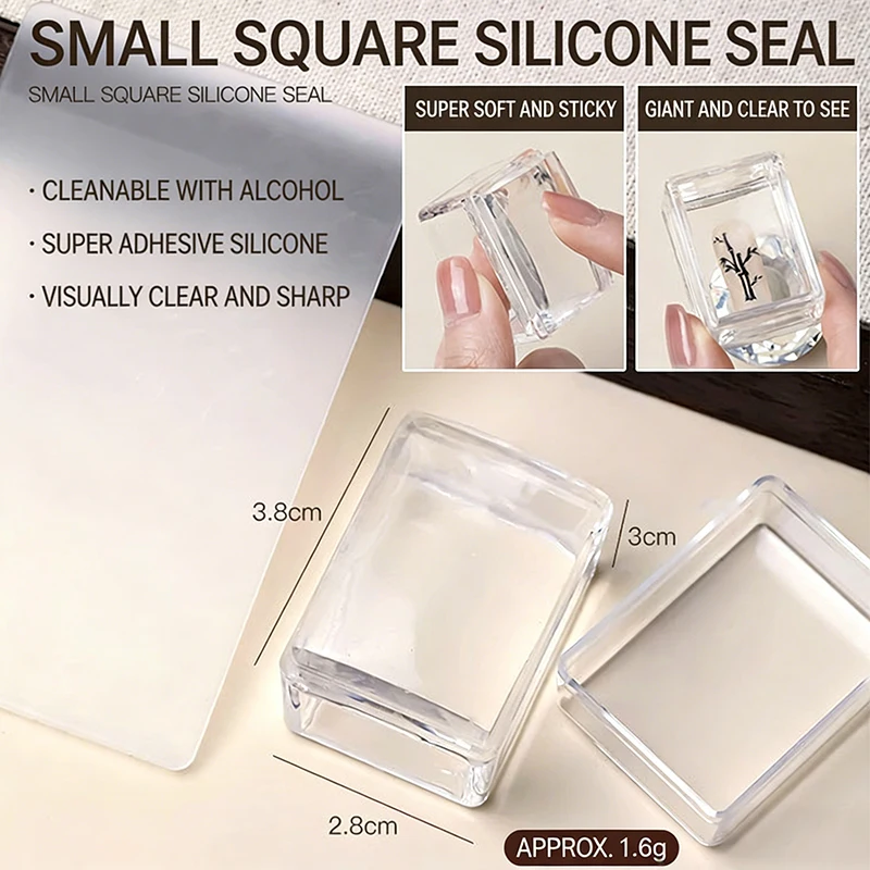Nail Stamper Plates Kit French Manicure Square Transparent Silicone Stamping Polish Stencil Template Stamper Scraper Nail Tool