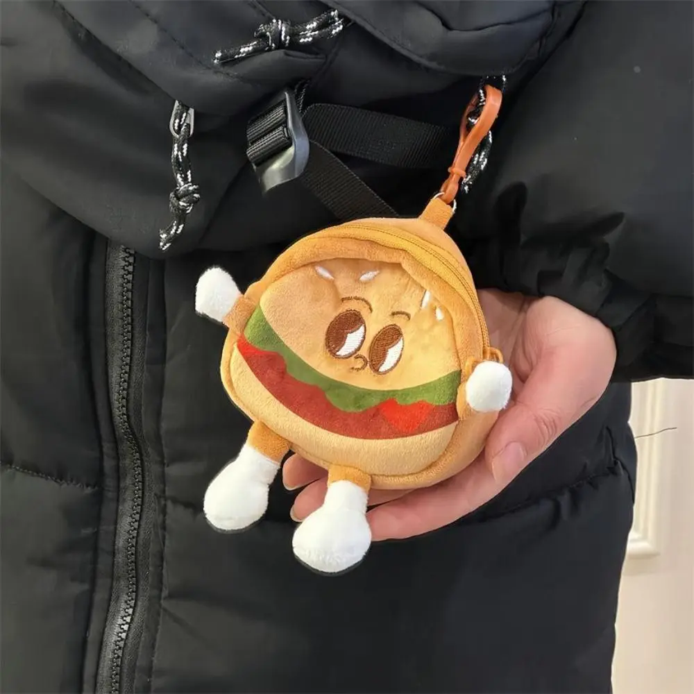 Hamburger Hamburger Plush Coin Purse Zipper Creative Cartoon Zipper Wallet Cartoon Storage Anime Mini Storage Bag Kid Gift