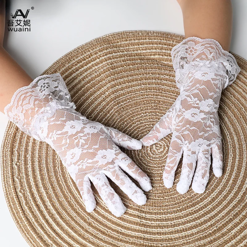 Gloves Kids Flower Girl White Lace Short Princess Dress Wedding Bridal Stage Performance Child Size Soft Lightweight Breathable