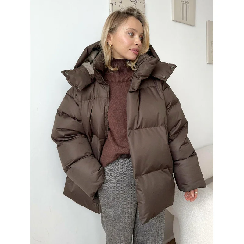 2025Women's Fashion Winter Cotton Jacket，Loose Cotton Padded Jacket with Hood，Super Warm Cotton Jacket