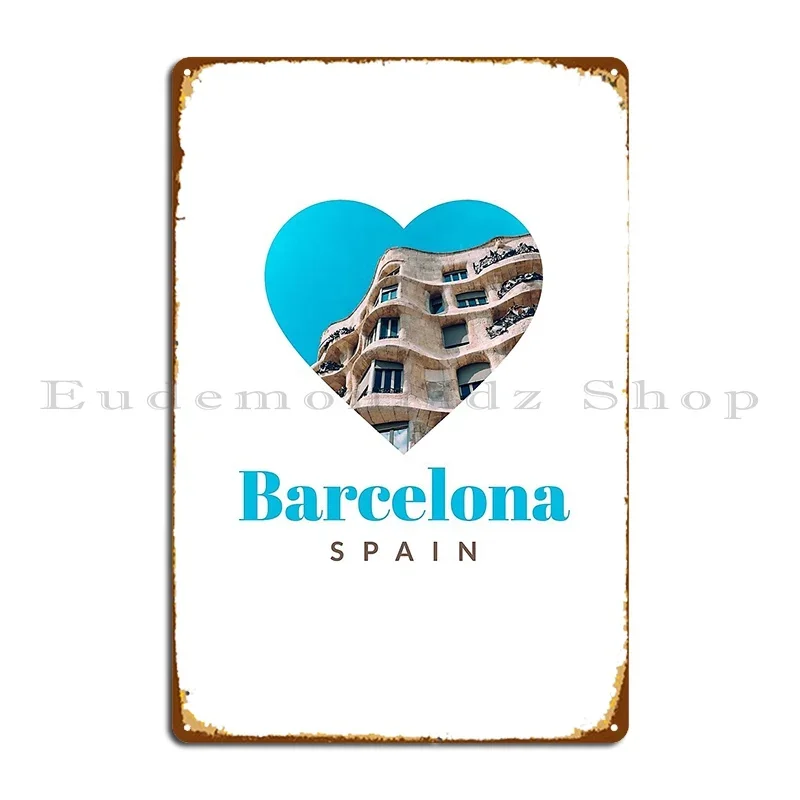 Barcelona, España, Monumentos de Barcelona, Placa Metálica con el Emblema de Barcelona, Póster de Diseño, Mural Clásico, Letrero de Metal