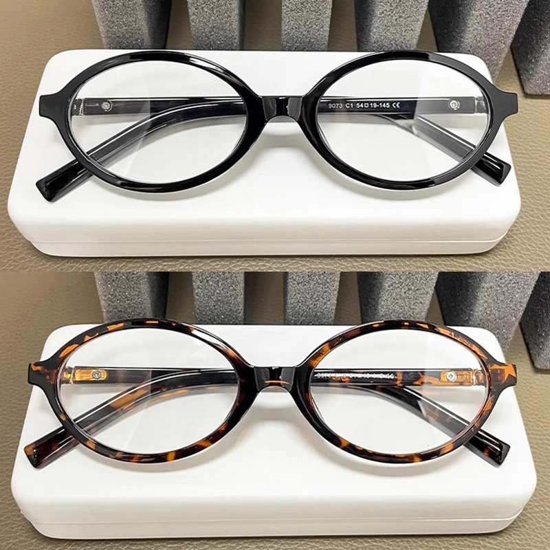 1/2pcs Y2K Spice Narrow Frame Anti-blue Plain Glasses Retro Leopard Small Frame Oval Women Glasses Computer Protection Glasses