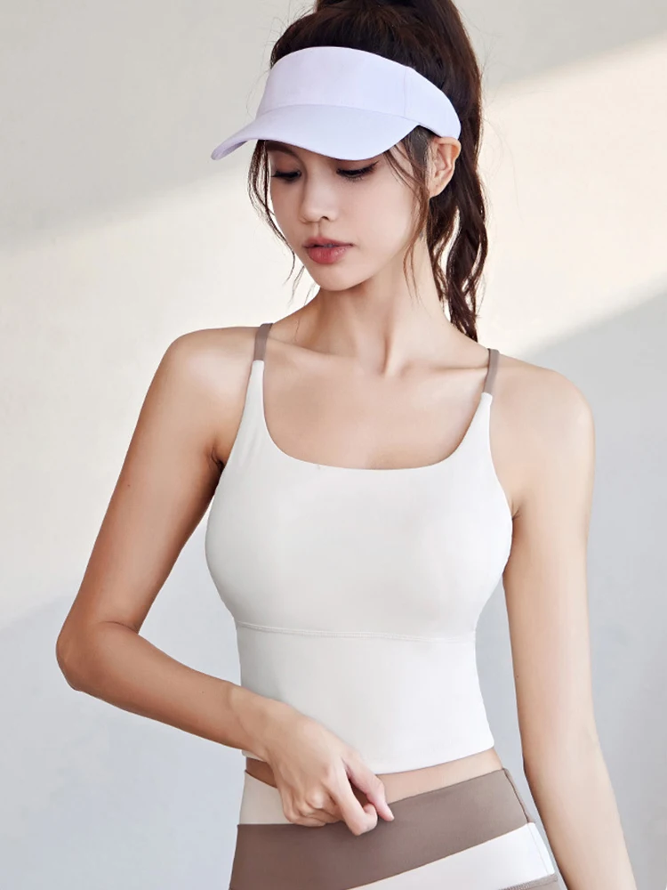 Fashion Simple Elastic Women Sports Underwear Seamless Halter Top High-Strength Shockproof Yoga Underwear