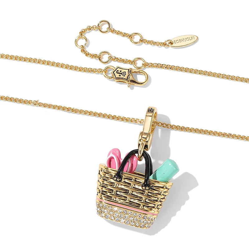 1 قطعة قلادة مغسلة معدنية منسوجة على الموضة الأوروبية والأمريكية ، شباشب من المينا ، حصيرة اليوغا ، حقيبة الشاطئ ، قلادة شخصية