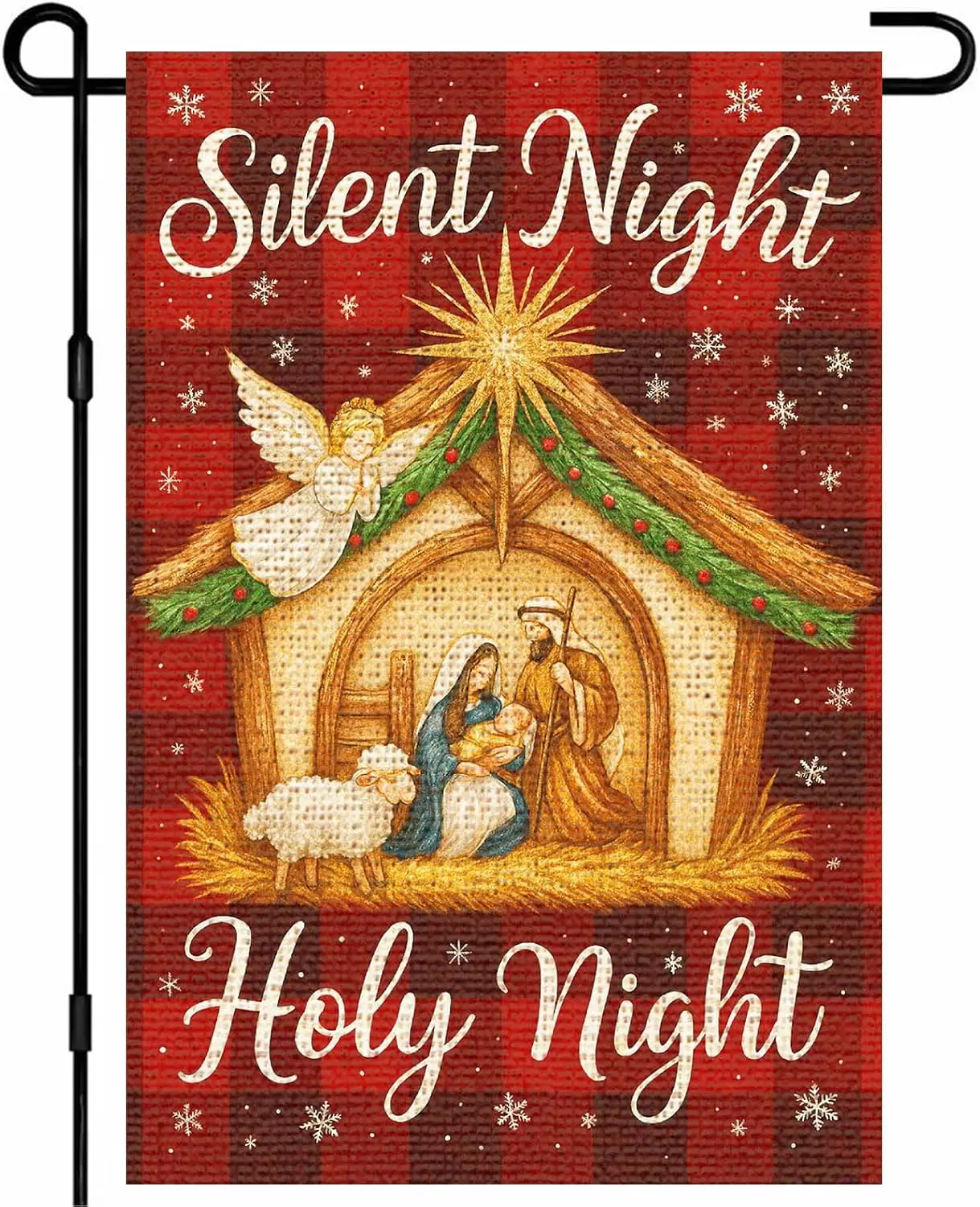 IVN Christmas Silent Night Nativity Garden Flag 12x18 Inch Yard Decor jaa