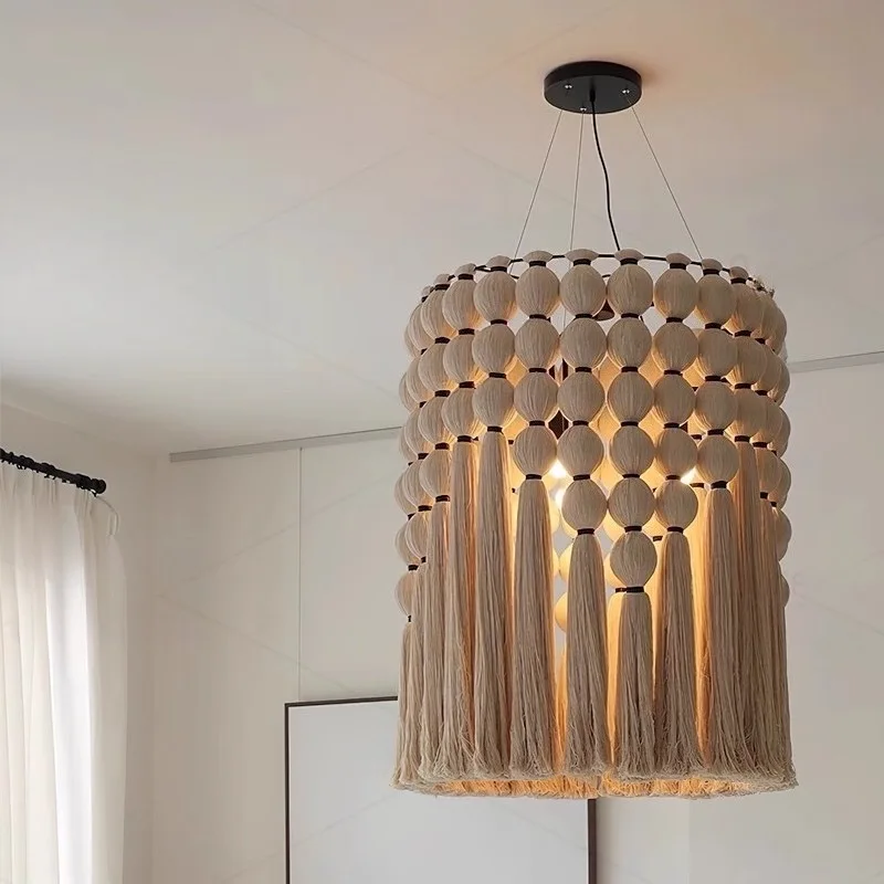 Bohemian Vintage Cotton Thread Weaving Pendant Light Designer Creative Hanging Lamp Living Room Bedroom Restaurant Led Luminaire
