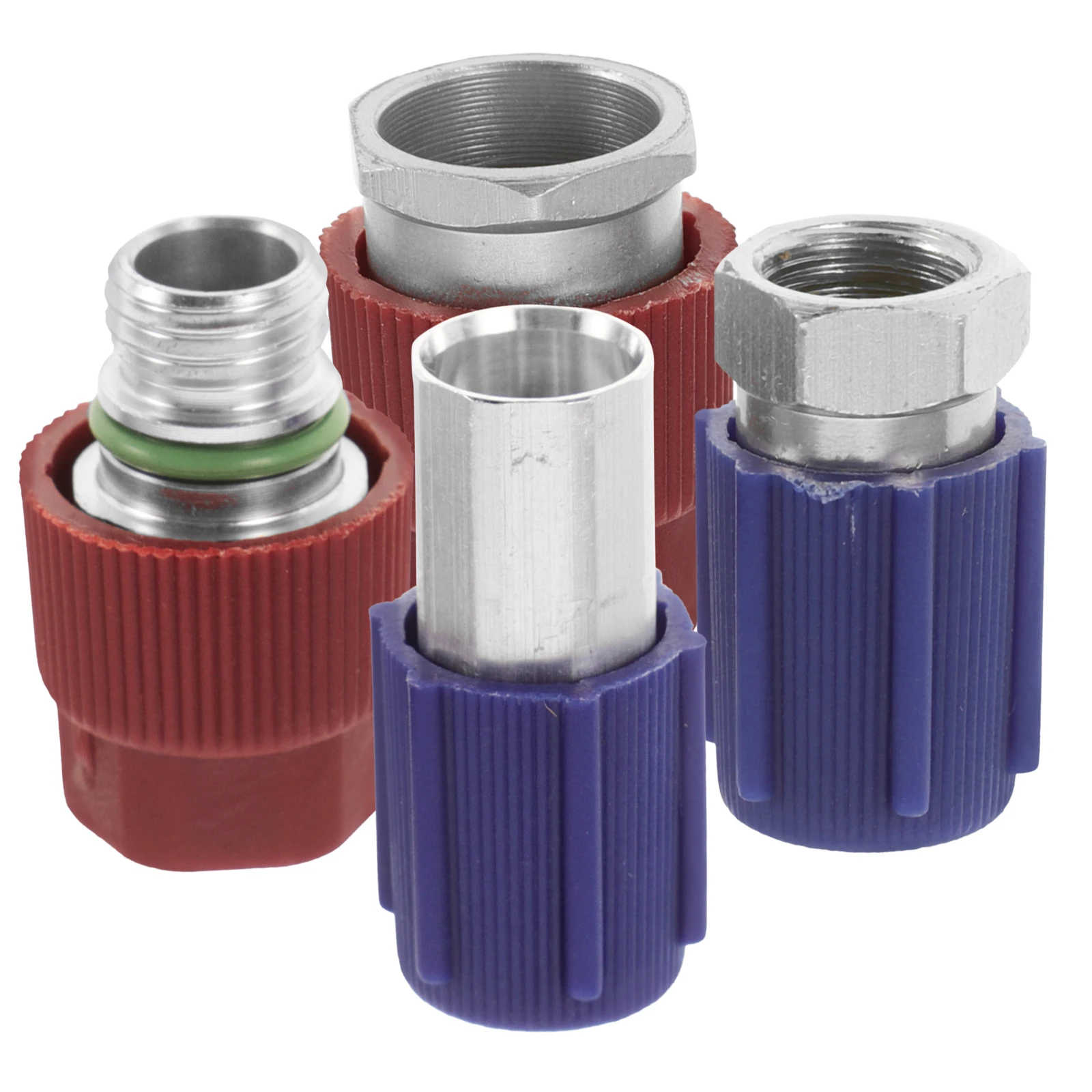

4pcs Threaded Adapter R12R22R502 to R134A AC Retrofit Kit High Pressure Connectors Leak Proof Car Air Conditioner Accessories