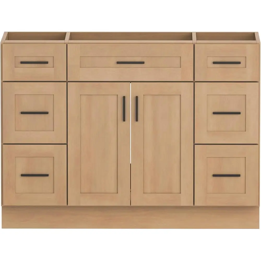 

48 Undermount Wood Vanity with Freestanding Cabinet, Soft-Close Drawers, 2 Handles, 6 Doors - Modern & Classic Style