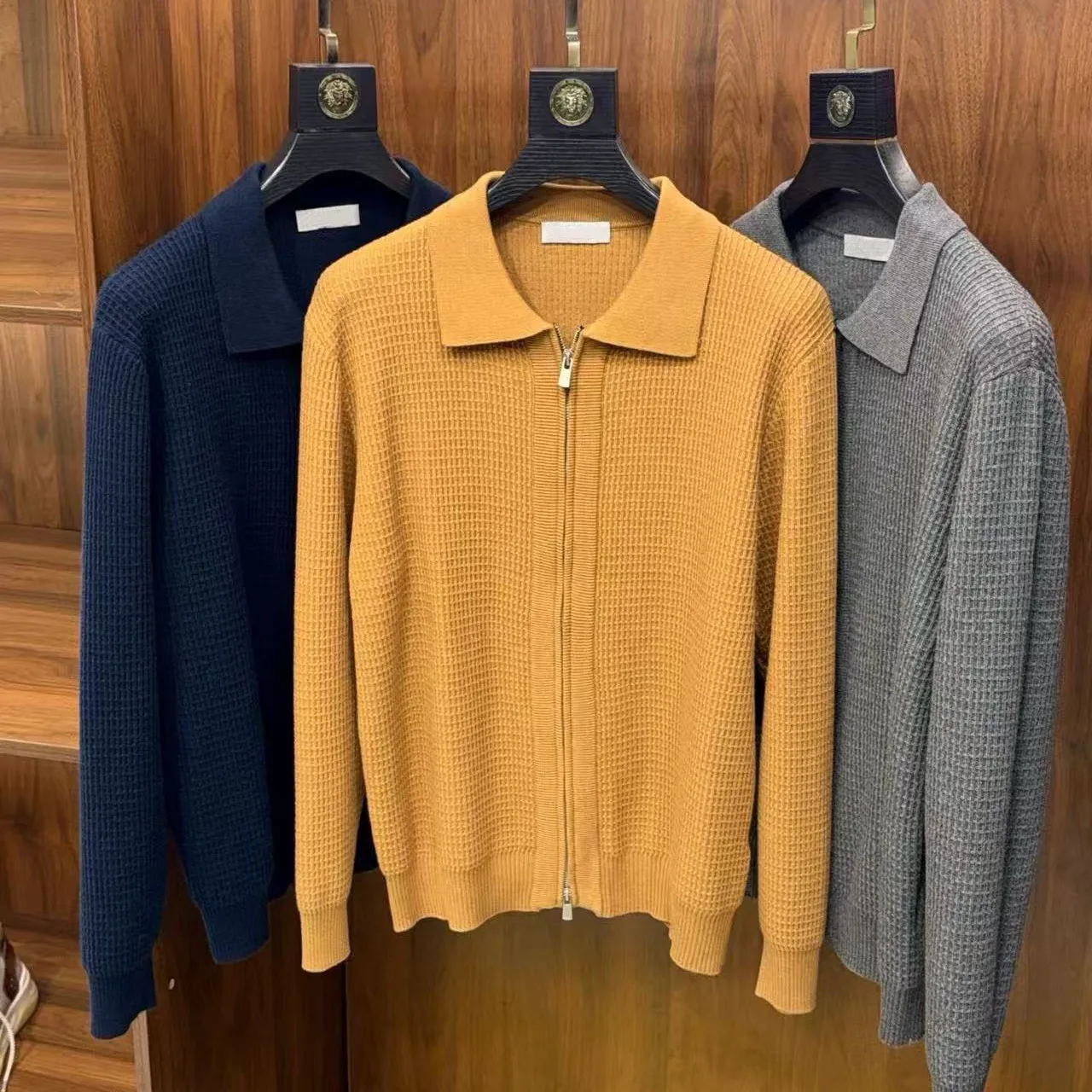 

BC итальянская мужская одежда, осенне-зимняя новая мода, вязаный кардиган с лацканами, мужская деловая повседневная однотонная куртка на молнии