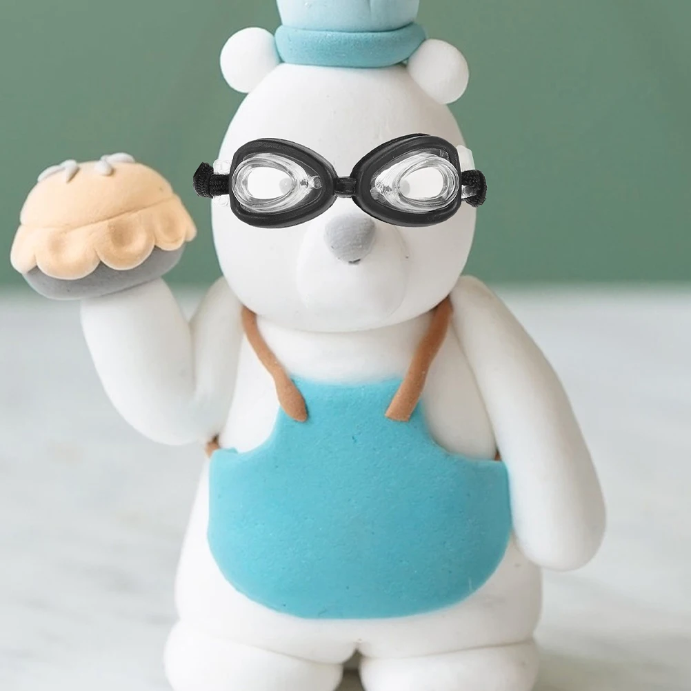 

2 Pcs Mini Swim Goggles Decoration Glasses Dollhouse Swimming Eyewear Pool