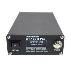AT100M Pro Antenna Tuner 1.8Mhz-30Mhz Automatic Manual Tuning Device 100W Power Meter SWR Meter Morse Code