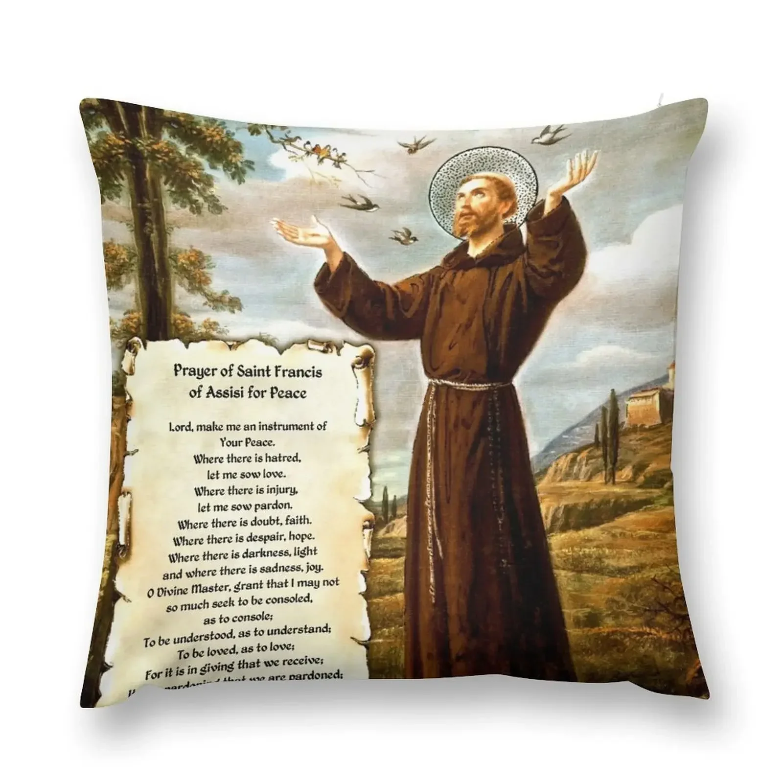 St. Francis of Assisi Simple Prayer for Peace Throw Pillow sleeping pillows christmas pillowcases pillow