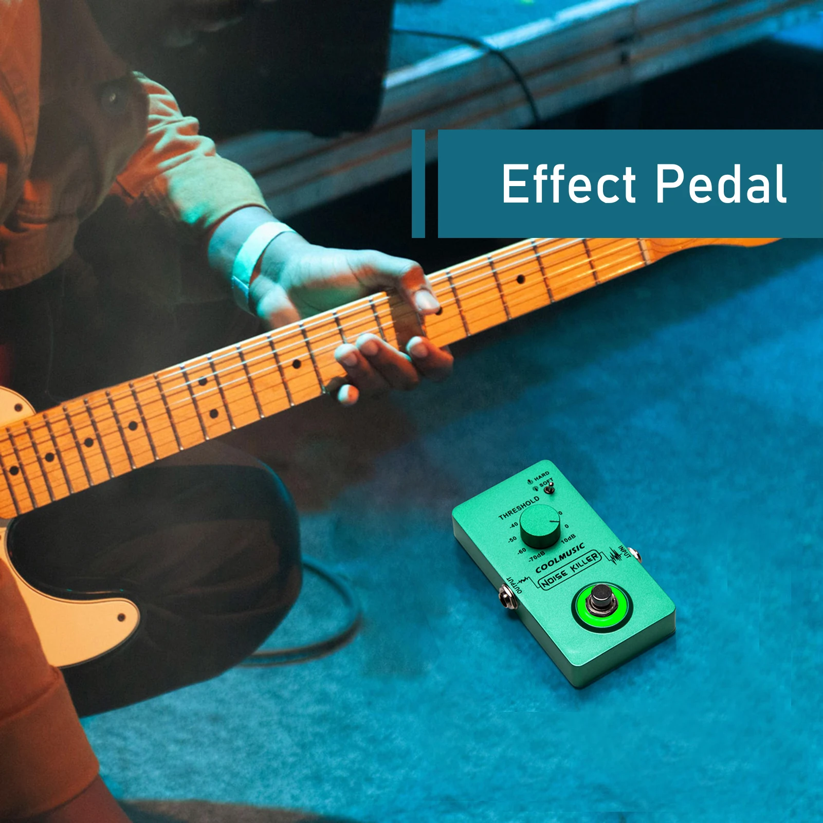 COOLMUSIC Effect Pedal True Bypass Noise Gate Guitar Effect Pedals with Hard/ Soft Mode and Foot Switch for Electric Guitar Bass