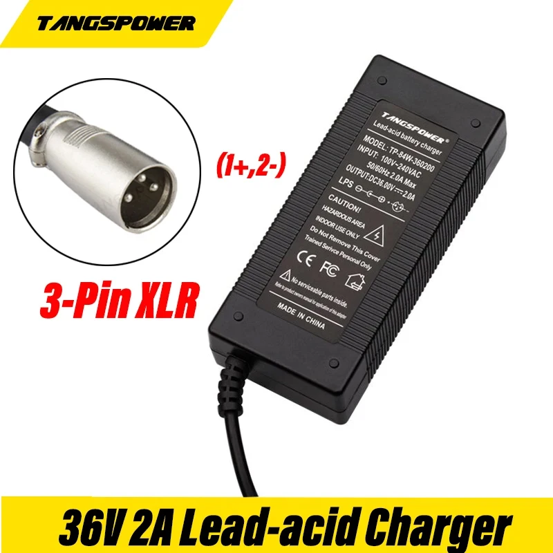 

36V 2A Lead Acid Battery Charger For 43.2V Lead-Acid Battery Pack Fast Charging With 3-Pin XLR Connector High Quality