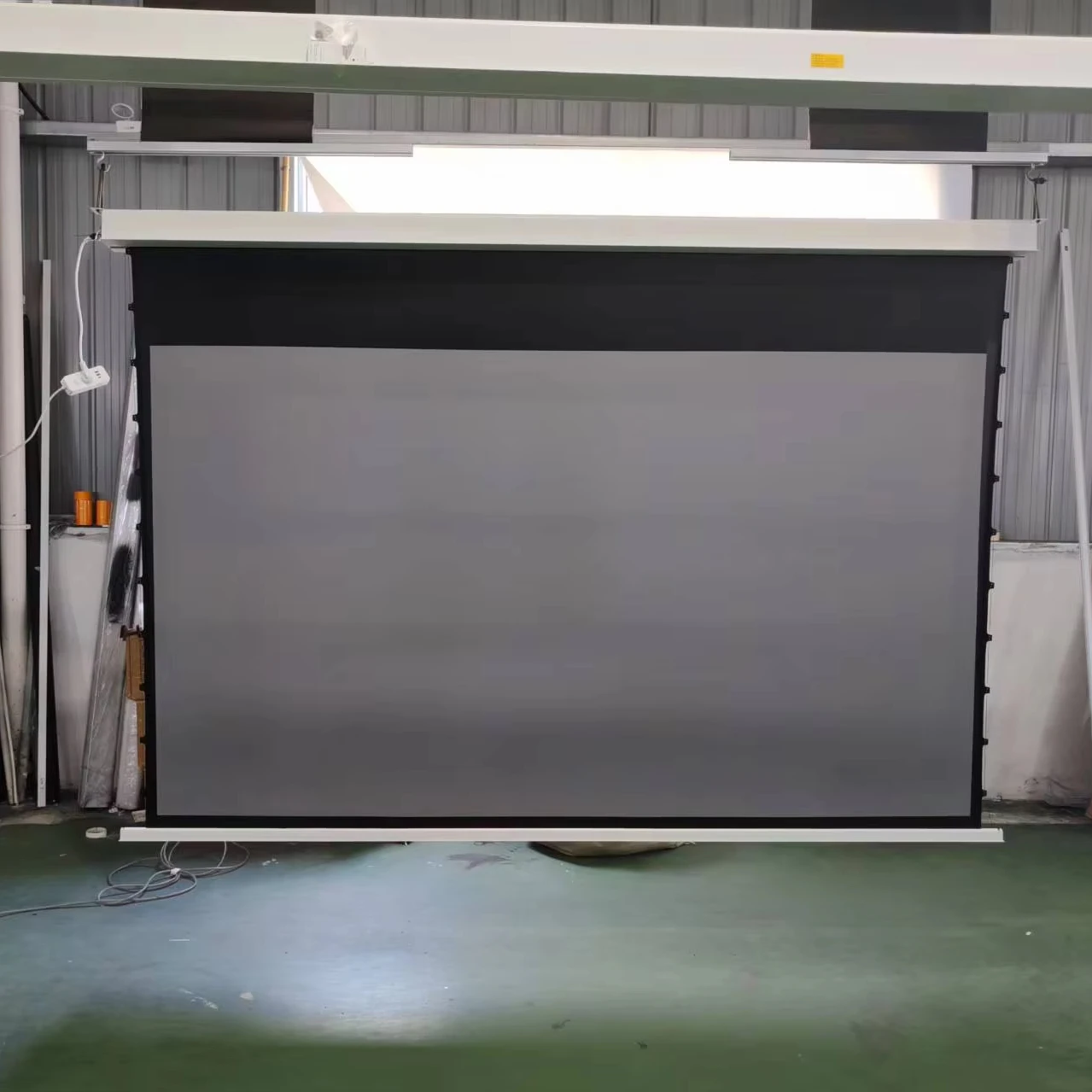 

ALR Recessed Motorized Projection Screen 4K Black Crystal 120 Inch Electric Tab Tension In-ceiling Projector Screen