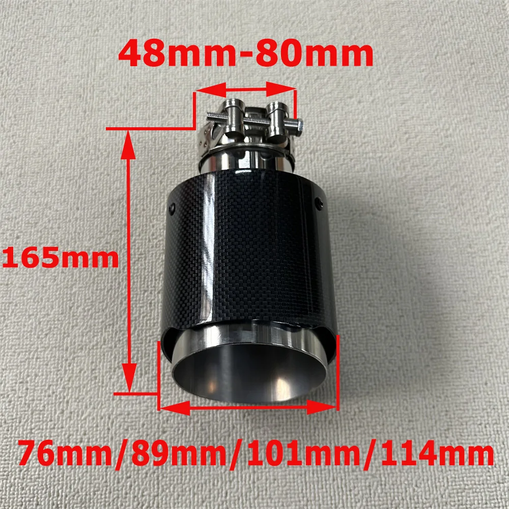 Car Universal 304 Stainless Steel Single Exhaust Pipe Full Glossy Carbon Remus Logo Black Cover Muffler Tip For Merc - Image 2