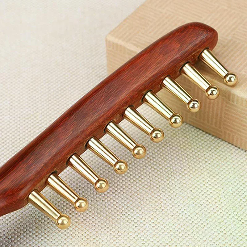 

1 Pcs Sandalwood Massage Comb With Wide Teeth Unblocks The Meridians Of The Head The Brass Meridian Scalp And Hair Therapy Comb