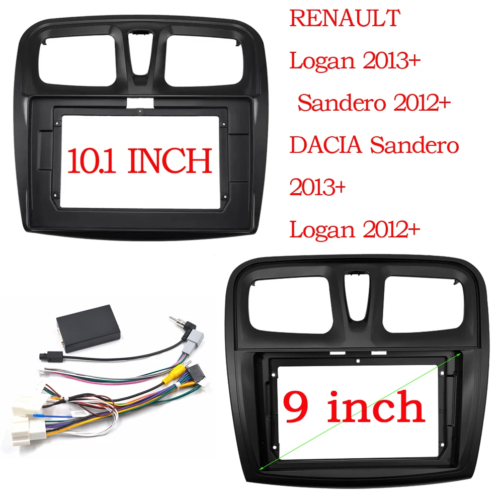 2 Din 9 Inch Car Radio Fascias for RENAULT Sandero Symbol Logan 2014+ Dashboard Frame Installation DVD Gps Mp5 Multimedia Player