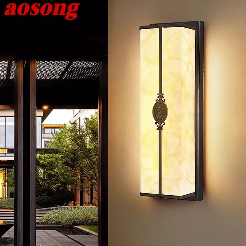 AOSONG Contemporary LED Outdoor Wall Lamps Electric Simplicity Waterproof Balcony Hallway Courtyard Villa Gate Hotel