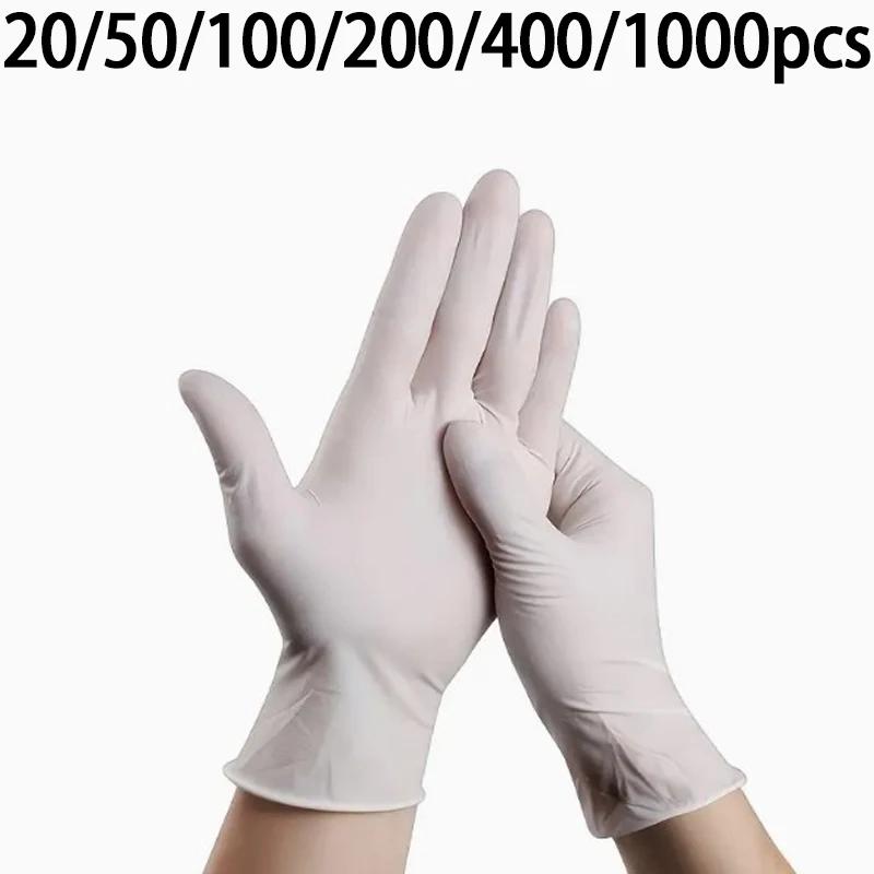 

20/50/100/200/400/1000pcs disposable white nitrile gloves without latex, suitable for catering and cleaning hygiene