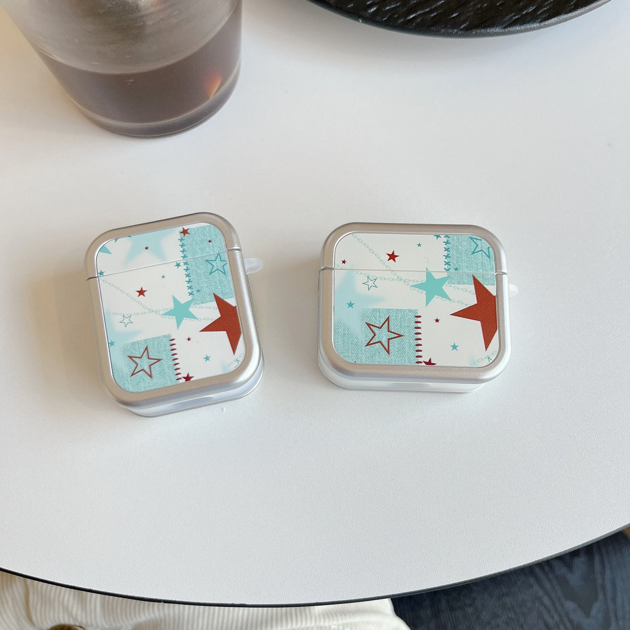 เคส AirPods Pro3 4 ลายดาวประดับมุกดอกไม้ สีฟ้าขาวตัดกัน เนื้อนุ่ม สำหรับ AirPods Pro2 รุ่นที่ 2 และ 3