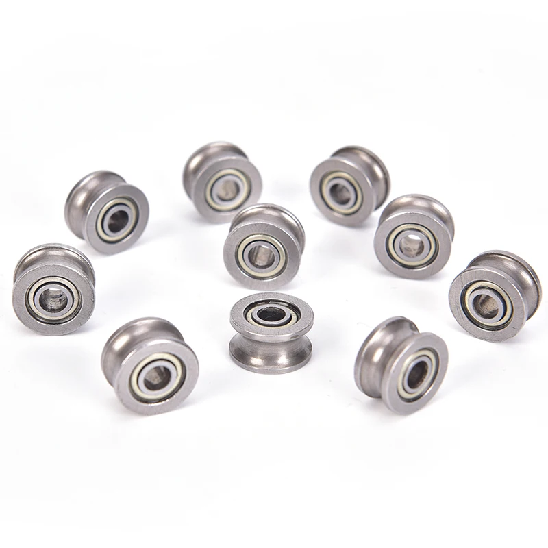 10pcs U624ZZ U groove ball bearing guide pulley for rail track linear 4*13*7mm